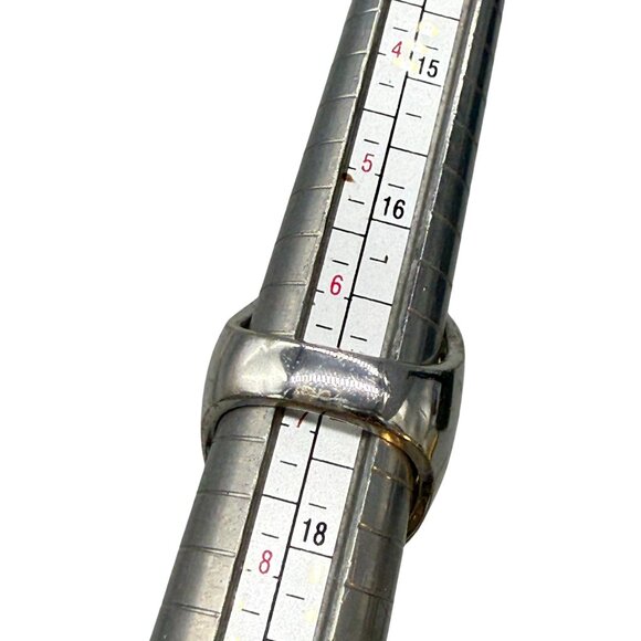 Vintage CW Sterling Silver Oval Filigree Flower Leaf Ring Size 7 Silver Tone Ret - Picture 7 of 7